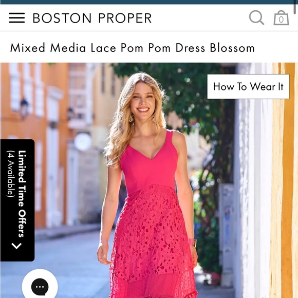 Boston Proper Maxi Dress Mixed Media Lace Pom Pom Sleeveless Hot Pink Size L - Picture 10 of 15
